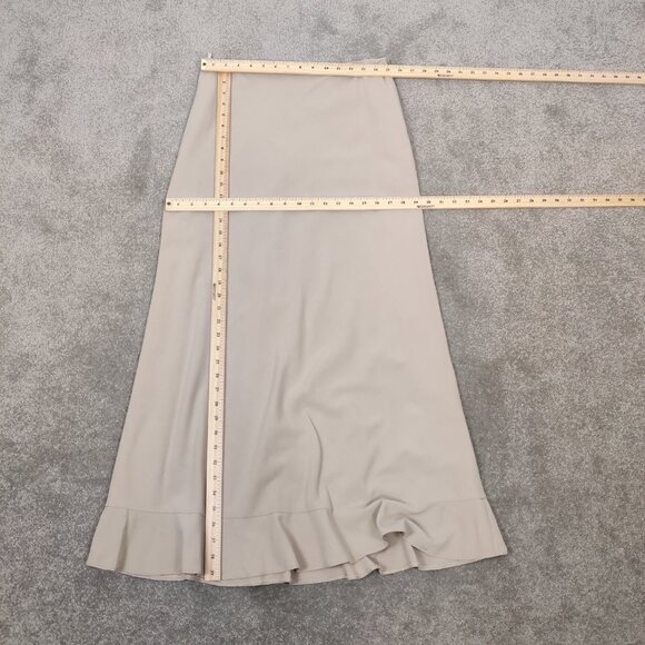 Ekol Women's Maxi Flutter Hem Skirt in Tan Linen Size EU 42 Bodycon - Picture 9 of 13